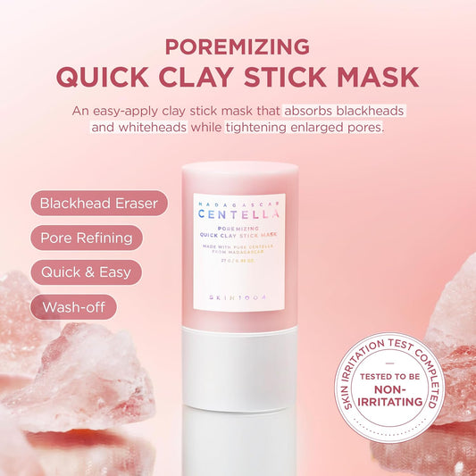 Poremizing Quick Clay Stick Mask, Face Mask Skincare for Pore Minimizing, Facial Clay Mask with Centella, Pore Minimizer for Sebum Control, Pink Mud Mask, Korean Skin Care, 0.95 Oz / 27G